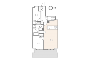 目黒区大橋、マンションの間取り画像です
