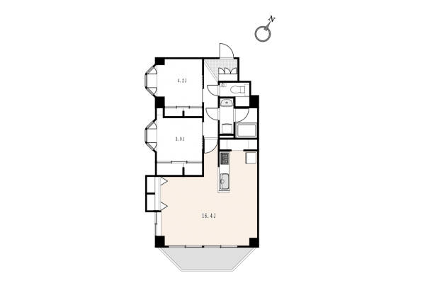 渋谷区広尾、マンションの間取り画像です
