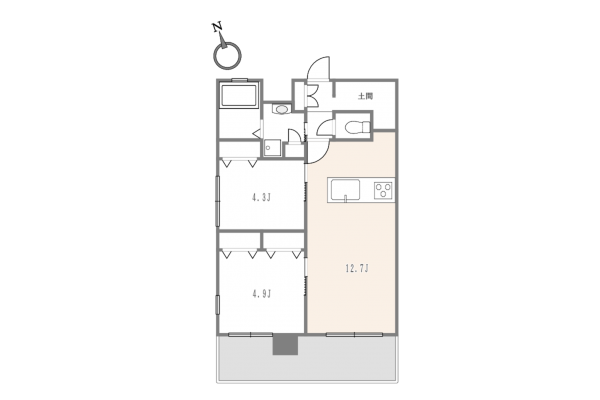 渋谷区東、マンションの間取り画像です