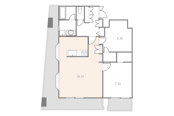 渋谷区桜丘町、マンションの間取り画像です