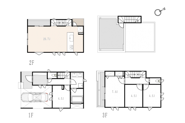 渋谷区東、新築一戸建ての間取り画像です