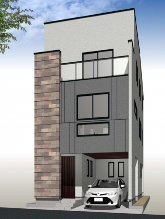 渋谷区東、新築一戸建ての完成予想図(外観)画像です