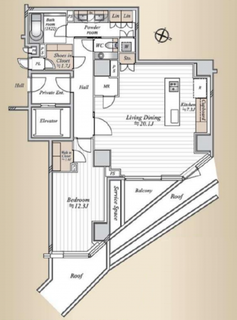 渋谷区神宮前、マンションの間取り画像です