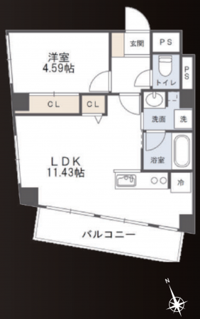 目黒区東山、マンションの間取り画像です