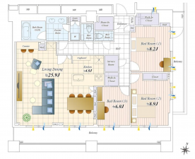 渋谷区渋谷、マンションの間取り画像です