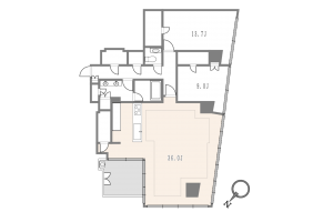 渋谷区南平台町、マンションの間取り画像です