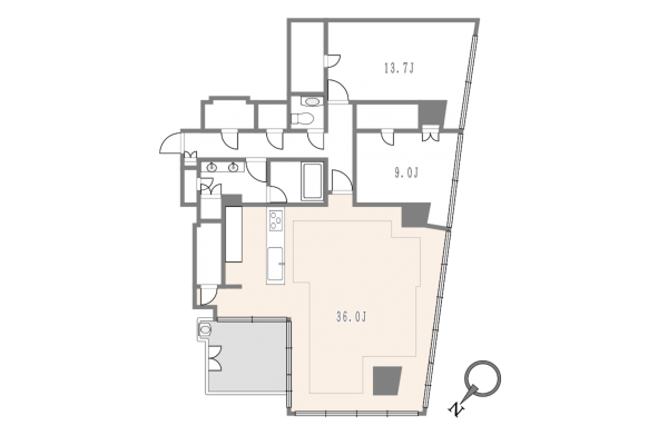 渋谷区南平台町、マンションの間取り画像です
