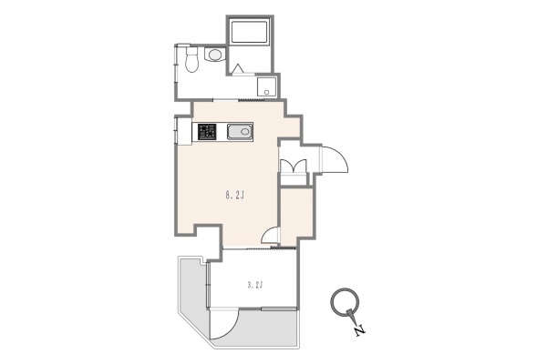 渋谷区東、マンションの間取り画像です