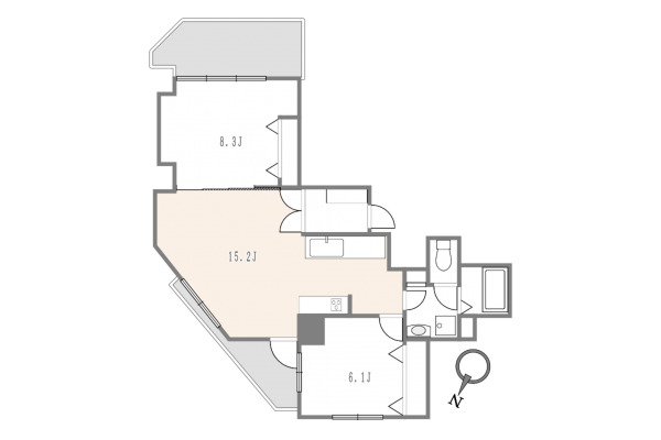 渋谷区南平台町、マンションの間取り画像です