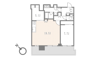 目黒区大橋、マンションの間取り画像です