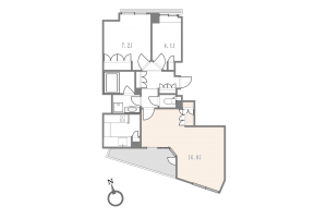 目黒区青葉台、マンションの間取り画像です
