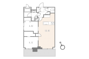 渋谷区東、マンションの間取り画像です