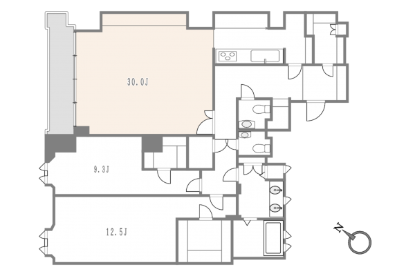 渋谷区南平台町、マンションの間取り画像です