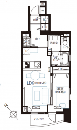 渋谷区東、マンションの間取り画像です