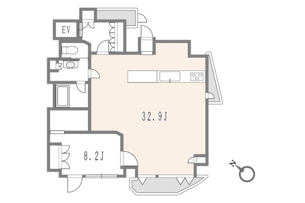 渋谷区富ヶ谷、マンションの間取り画像です