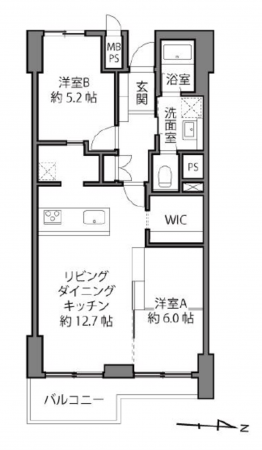 世田谷区、マンションの間取り画像です