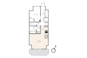 目黒区大橋、マンションの間取り画像です