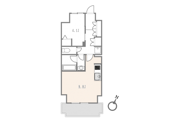 目黒区大橋、マンションの間取り画像です