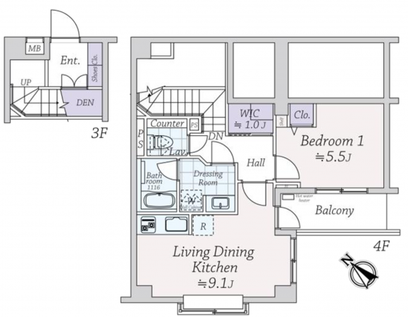 渋谷区松濤、マンションの間取り画像です