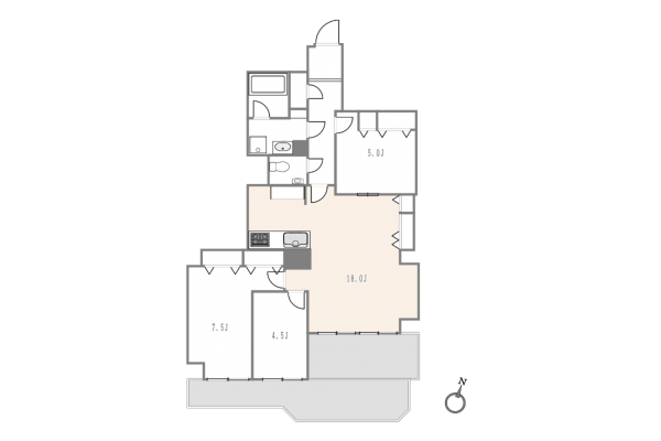 世田谷区、マンションの間取り画像です