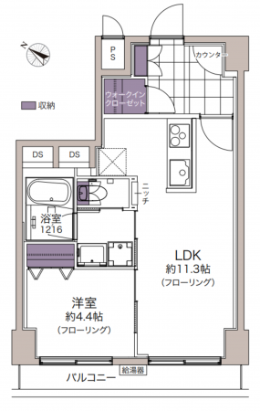 目黒区青葉台、マンションの間取り画像です