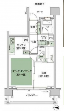 渋谷区代々木、マンションの間取り画像です