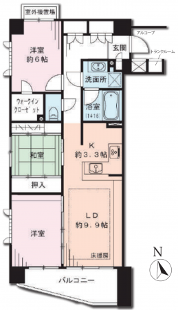 渋谷区神泉町、マンションの間取り画像です