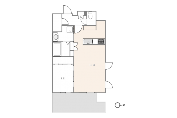 渋谷区宇田川町、マンションの間取り画像です