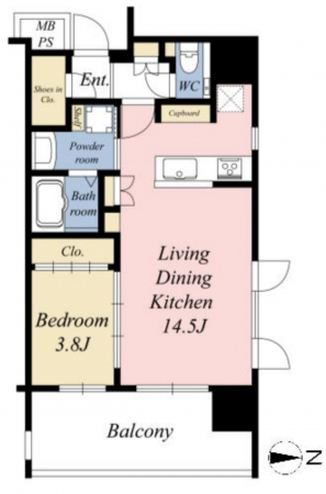 渋谷区宇田川町、マンションの間取り画像です