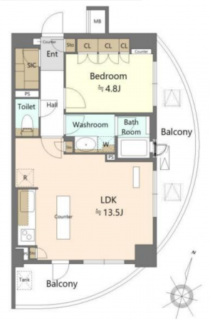 中野区、マンションの間取り画像です