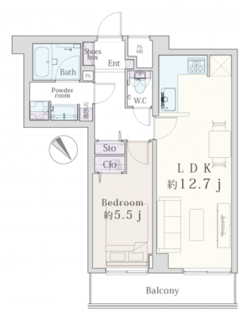 渋谷区幡ヶ谷、マンションの間取り画像です