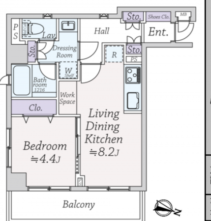 渋谷区松濤、マンションの間取り画像です