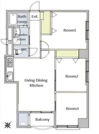 渋谷区本町、マンションの間取り画像です