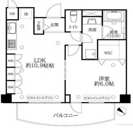 渋谷区代々木、マンションの間取り画像です