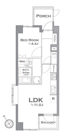 渋谷区代々木、マンションの間取り画像です
