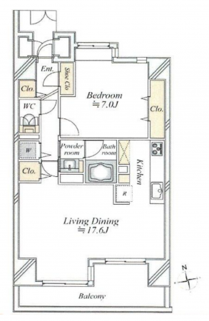 渋谷区代々木、マンションの間取り画像です