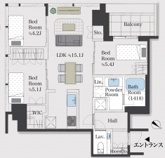 渋谷区宇田川町、マンションの間取り画像です