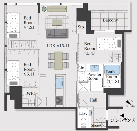 渋谷区宇田川町、マンションの間取り画像です