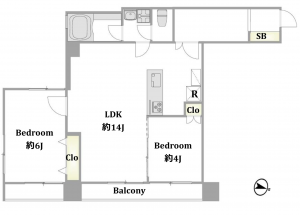 渋谷区富ヶ谷、マンションの間取り画像です