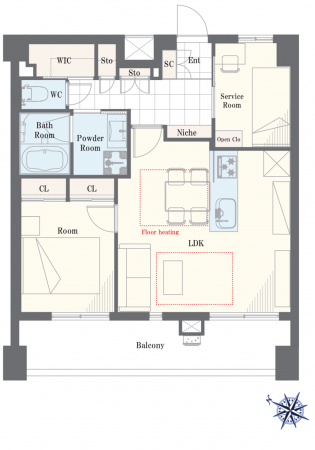 渋谷区神山町、マンションの間取り画像です