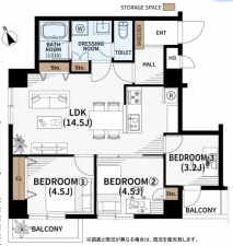 渋谷区代々木、マンションの間取り画像です