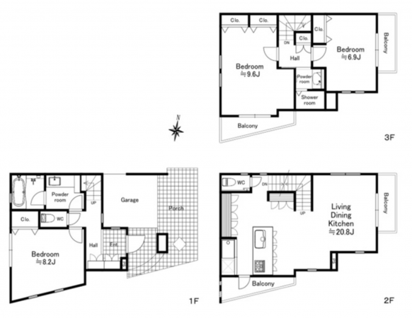渋谷区代々木、中古一戸建ての間取り画像です
