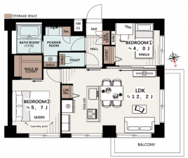 目黒区上目黒、マンションの間取り画像です