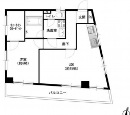 目黒区目黒、マンションの間取り画像です