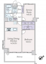 渋谷区代官山町、マンションの間取り画像です