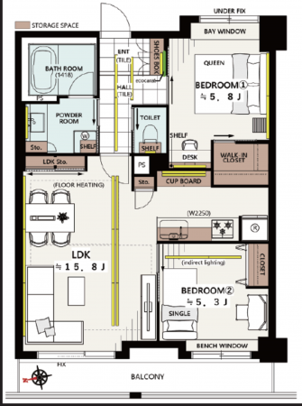渋谷区円山町、マンションの間取り画像です