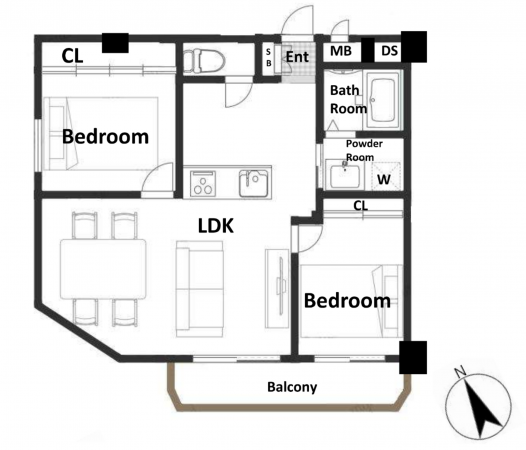 渋谷区初台、マンションの間取り画像です