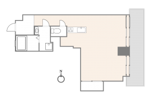 目黒区大橋、マンションの間取り画像です