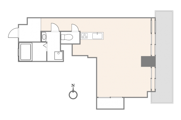 目黒区大橋、マンションの間取り画像です