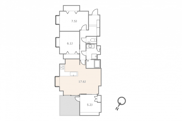 渋谷区代々木、マンションの間取り画像です